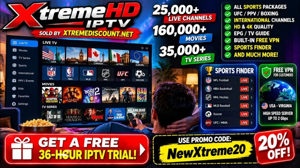๐ฅ Xtreme HD IPTV FREE Trial 2026 | 25,000+ Channels + 160,000 Movies & ALL Sports!